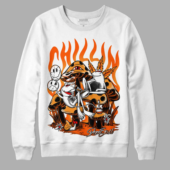 Jordan 12 Retro Brilliant Orange DopeSkill Sweatshirt Chillin Graphic Streetwear - White