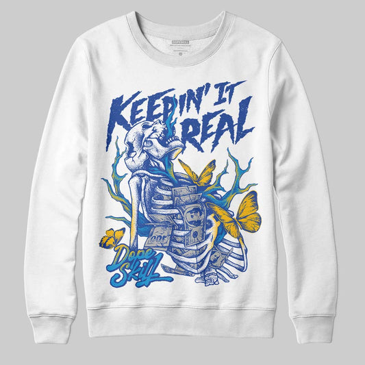 Royal Blue Sneakers DopeSkill Sweatshirt Keepin' It Real Graphic Streetwear - White