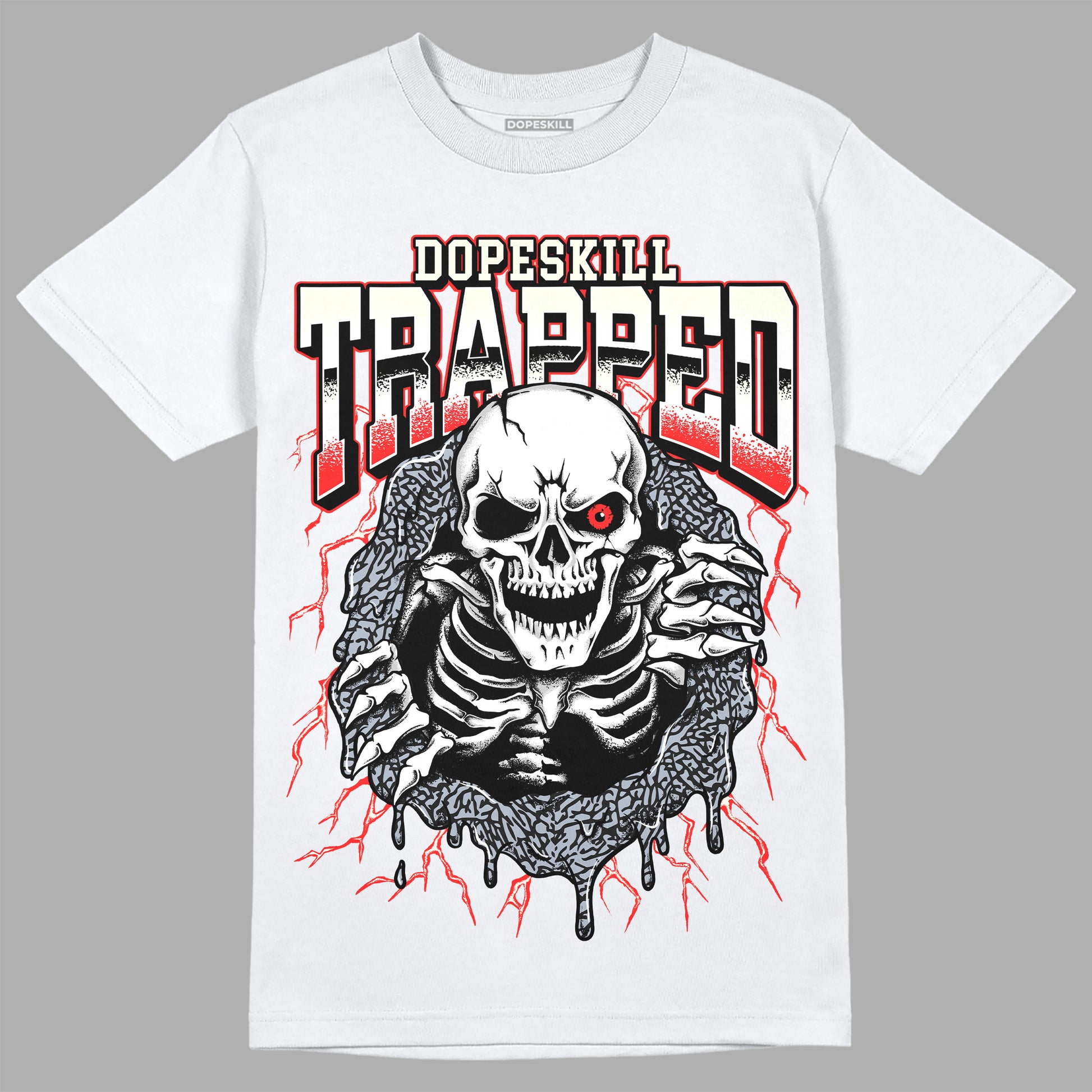 Jordan 3 Retro White Cement Reimagined DopeSkill T-Shirt Trapped Halloween Graphic Streetwear - White