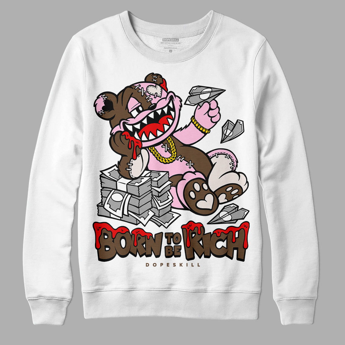 Jordan 11 Retro Neapolitan DopeSkill Sweatshirt Born To Be Rich Graphic Streetwear