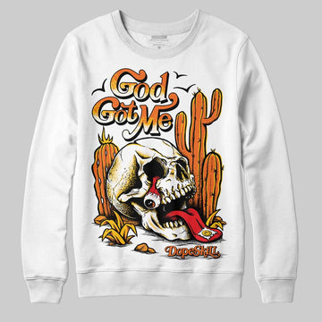 Orange, Black & White Sneakers DopeSkill Sweatshirt God Got Me Graphic Streetwear - White