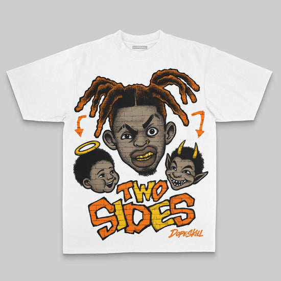 Orange Oversize Print Two Sides DopeSkill Graphic Premium T-shirt Streetwear - White 