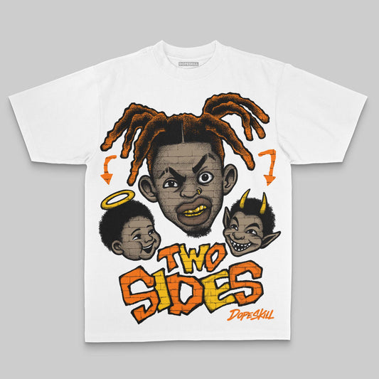 Orange Oversize Print Two Sides DopeSkill Graphic Premium T-shirt Streetwear - White 