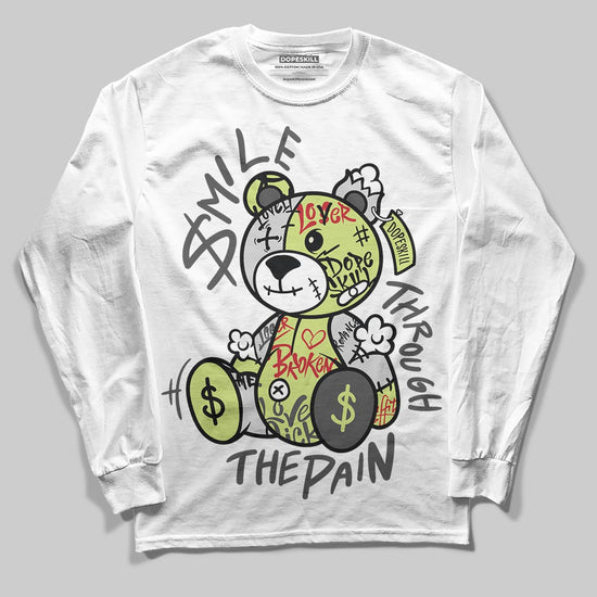 Jordan 4 GS “Light Lemon Twist” DopeSkill Long Sleeve T-Shirt Smile Through The Pain Graphic Streetwear - White