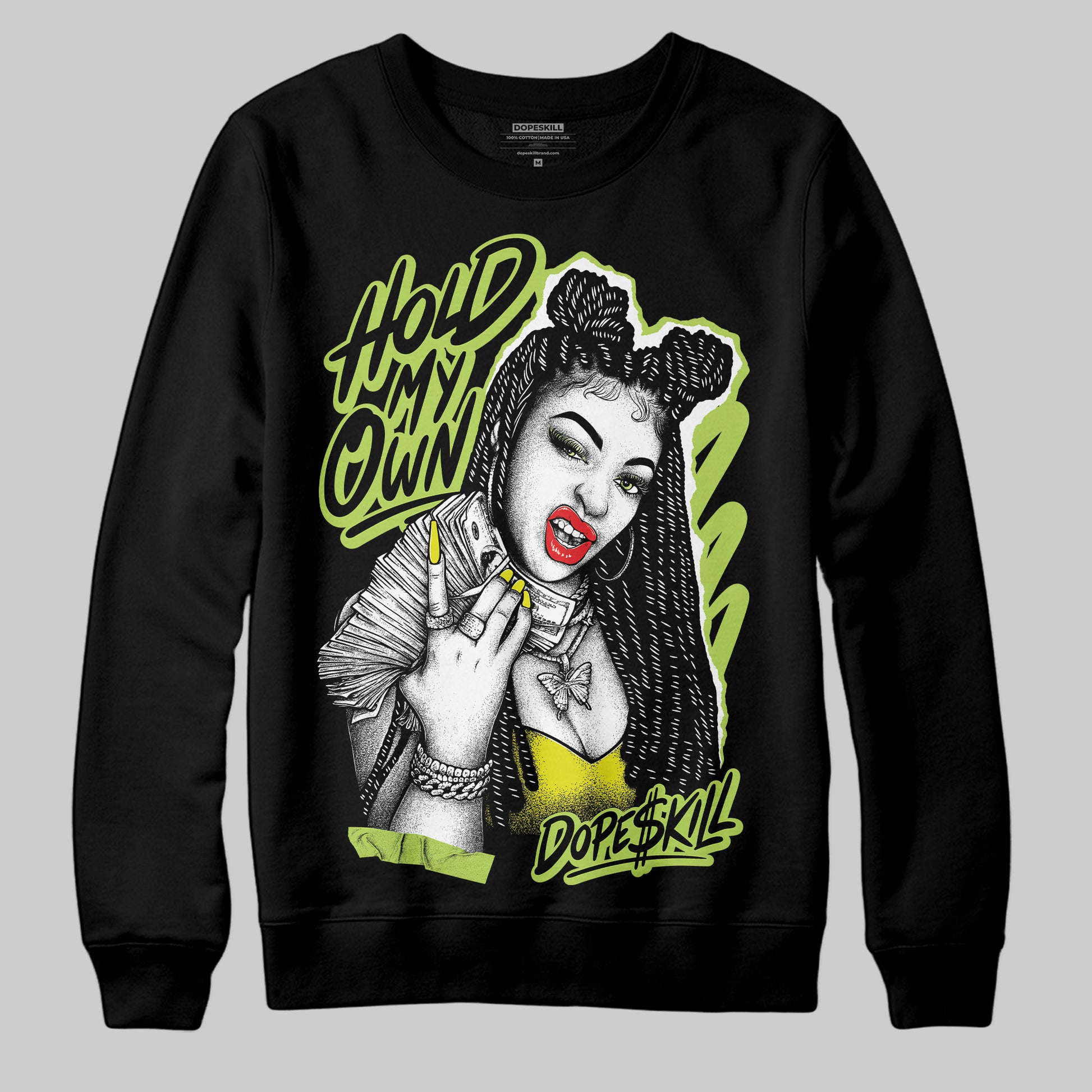 Jordan 13 Retro Bright Cactus DopeSkill Sweatshirt New H.M.O Graphic Streetwear - Black