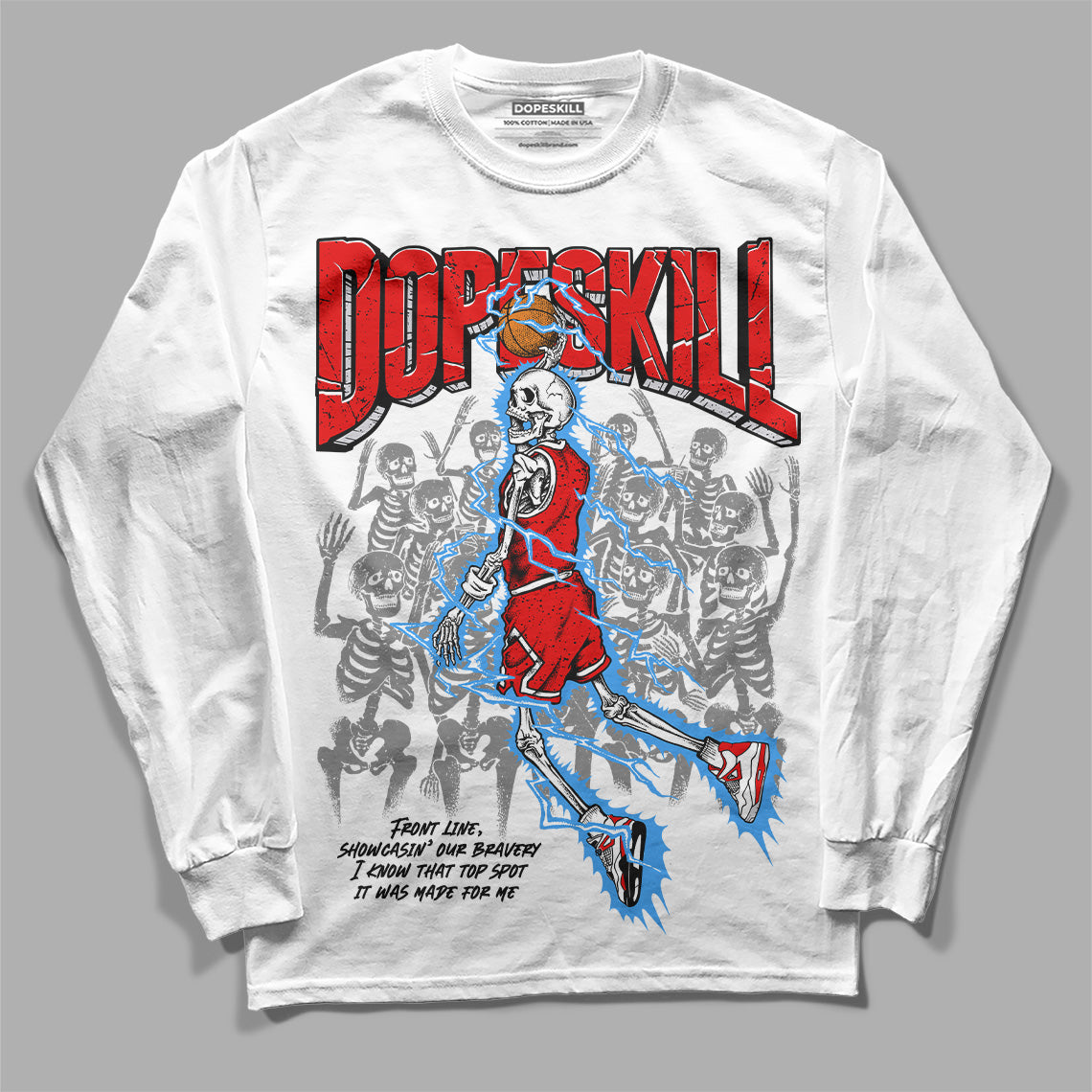 Jordan 4 Retro Red Cement DopeSkill Long Sleeve T-Shirt Thunder Dunk Graphic Streetwear - White 