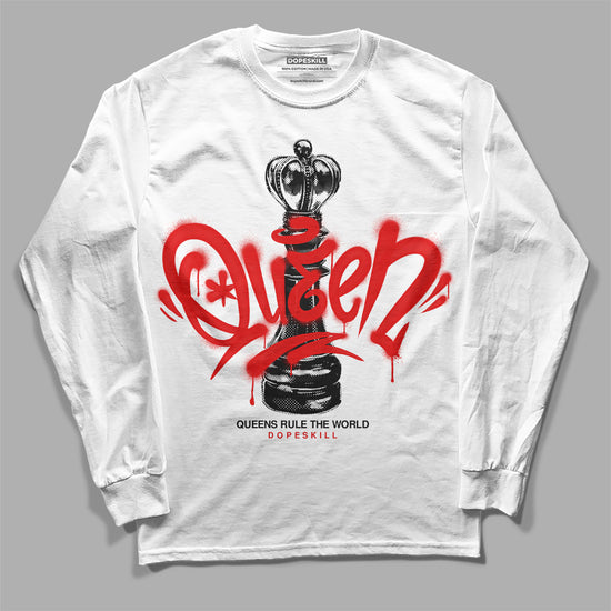 Jordan 4 Retro Red Cement DopeSkill Long Sleeve T-Shirt Queen Chess Graphic Streetwear - White