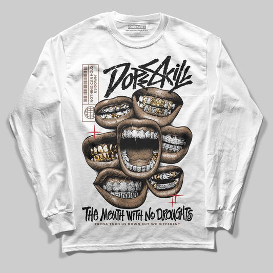 Jordan 9 'Olive' DopeSkill Long Sleeve T-Shirt The Mouth With No Droughts Graphic Streetwear - White