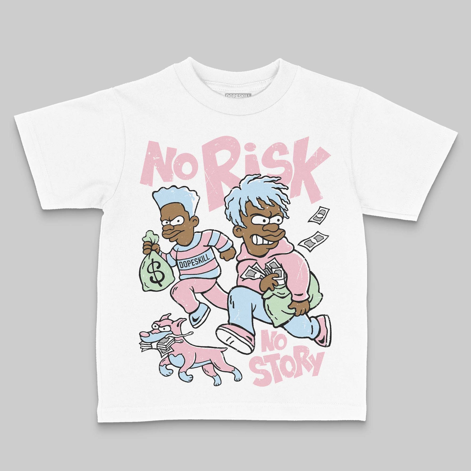 Jordan 4 Retro Valentine's Day (2026) (GS) DopeSkill Toddler Kids T-shirt No Risk No Story Graphic Streetwear - White