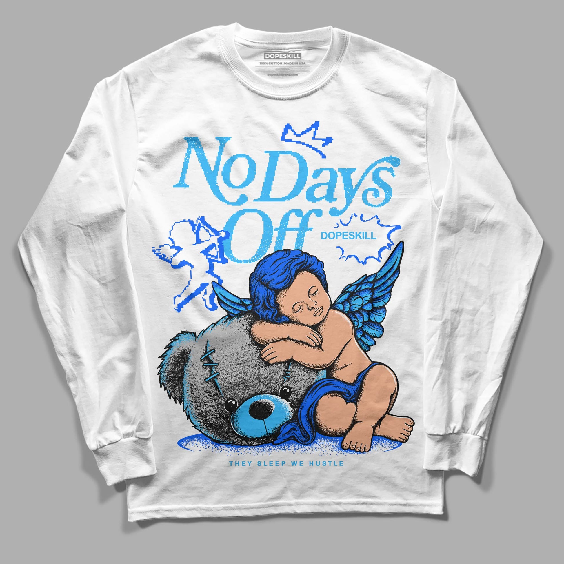 Jordan 2 Low "University Blue" DopeSkill Long Sleeve T-Shirt New No Days Off Graphic Streetwear - White