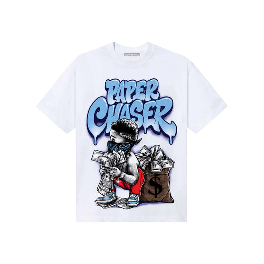 University Blue Sneakers DopeSkill T-Shirt Paper Chaser Boy Graphic Streetwear - White