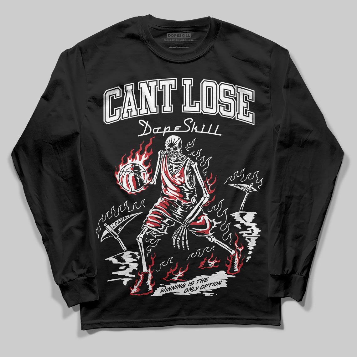 Jordan 11 Retro Low Bred (2025) DopeSkill Long Sleeve T-Shirt Cant Lose Graphic Streetwear - Black