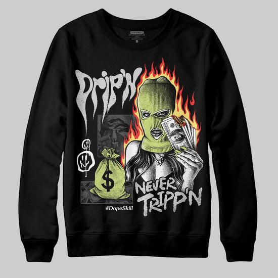 Jordan 4 GS “Light Lemon Twist” DopeSkill Sweatshirt Drip'n Never Tripp'n Graphic Streetwear - Black