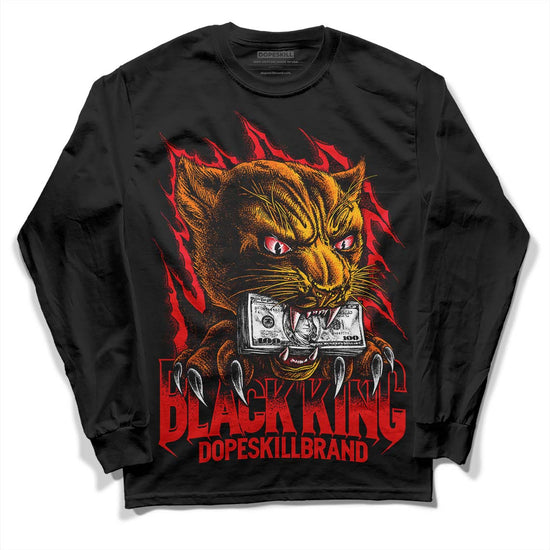 Jordan 4 Red Thunder DopeSkill Long Sleeve T-Shirt Black King Graphic Streetwear - Black