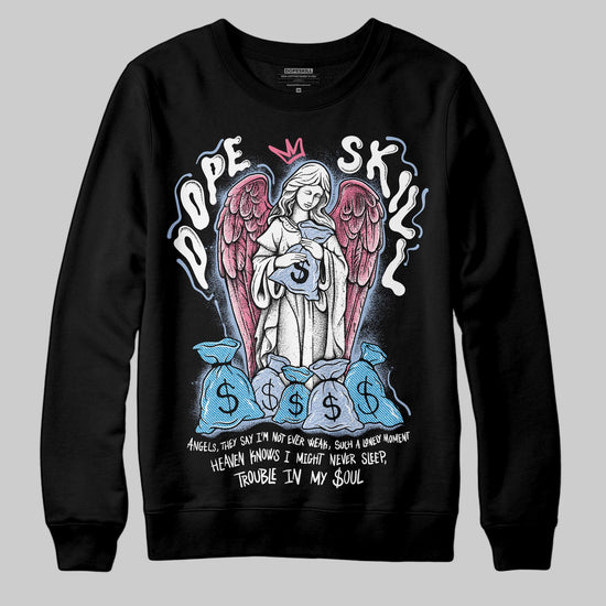 Jordan 3 GS “Cobalt Bliss” DopeSkill Sweatshirt Angels Graphic Streewear  - Black