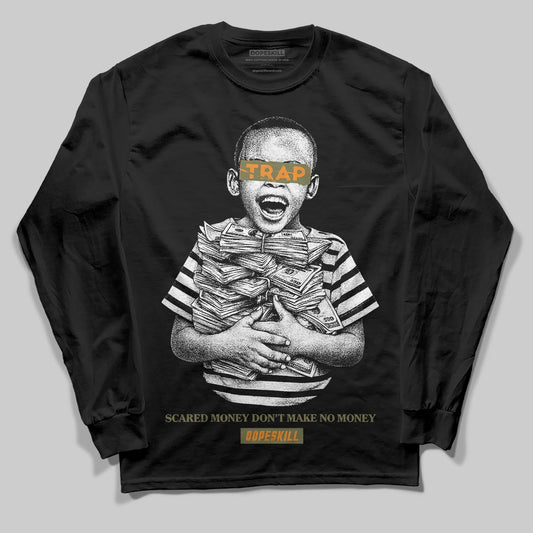 Olive Sneakers DopeSkill Long Sleeve T-Shirt Scared Money Don't Make No Money Graphic Streetwear - Black