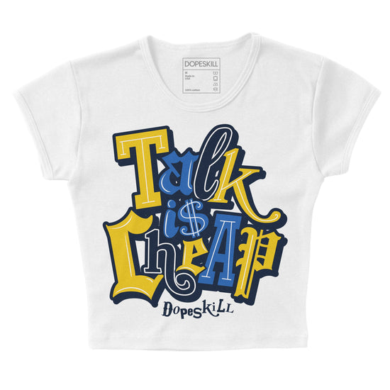 Dunk Low Vintage “Michigan” DopeSkill Women's Crop Top Talk Is Chip Graphic Streetwear - White