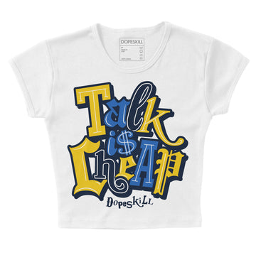 Dunk Low Vintage “Michigan” DopeSkill Women's Crop Top Talk Is Chip Graphic Streetwear - White