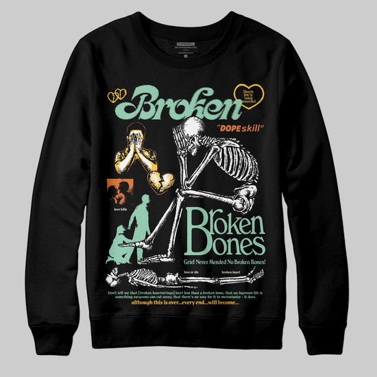 SB Dunk Low Rodeo Tourmaline DopeSkill Sweatshirt Broken Bones Graphic Streetwear - Black