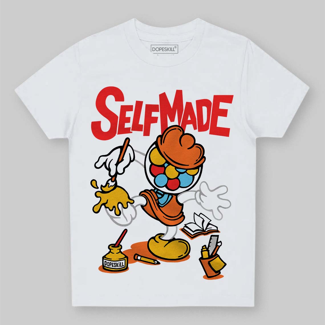 Orange, Black and White Sneakers DopeSkill Toddler Kids T-shirt Self Made Graphic Streetwear - White