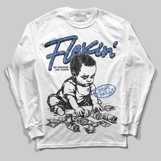 Jordan 1 Low Travis Scott x Fragment DopeSkill Long Sleeve T-Shirt Flexin' Graphic Streetwear - White