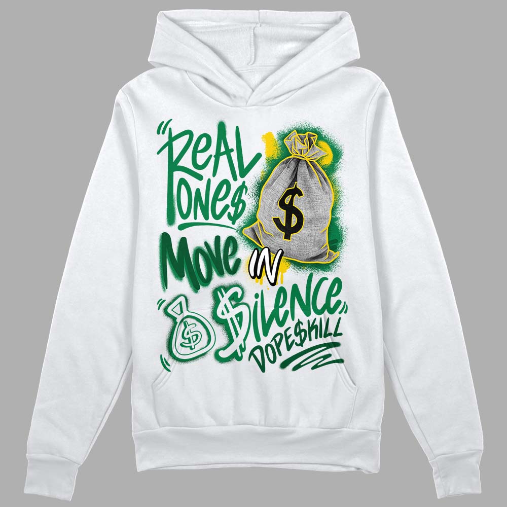 Green Sneakers DopeSkill Hoodie Sweatshirt Real Ones Move In Silence Graphic Streetwear - White 