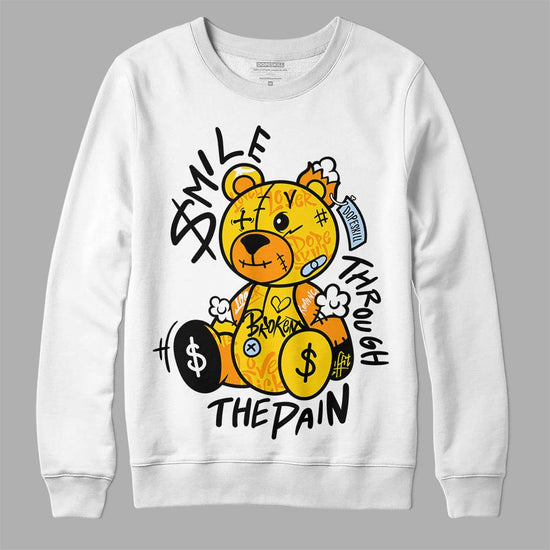 Jordan 6 “Yellow Ochre” DopeSkill Sweatshirt Smile Through The Pain Graphic Streetwear - White