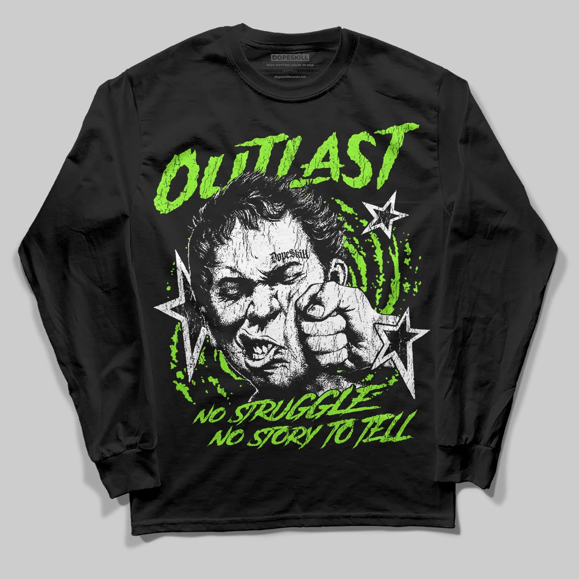 Neon Green Sneakers DopeSkill Long Sleeve T-Shirt Outlast Graphic Streetwear - Black