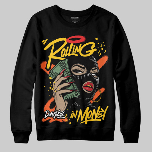 Yellow Sneakers DopeSkill Sweatshirt Rolling in Money Graphic Streetwear - Black