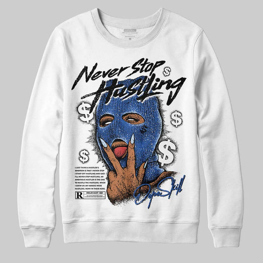 Awake NY x Jordan 5 Retro 'Black Racer Blue' DopeSkill Sweatshirt Never Stop Hustling Graphic Streetwear - White 