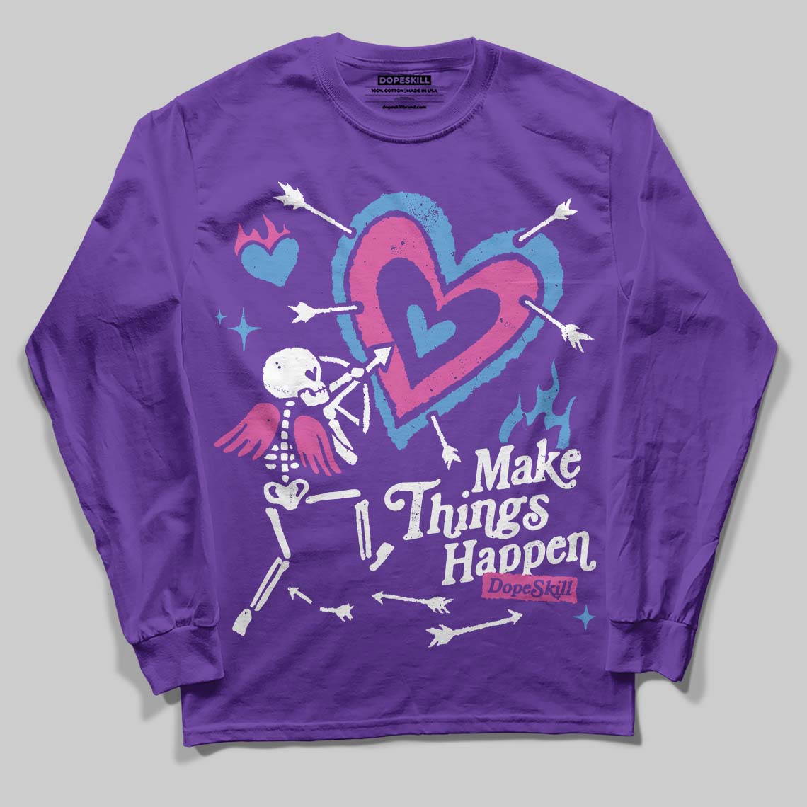 PURPLE Sneakers DopeSkill Long Sleeve T-Shirt Make Things Happen Graphic Streetwear - Purple