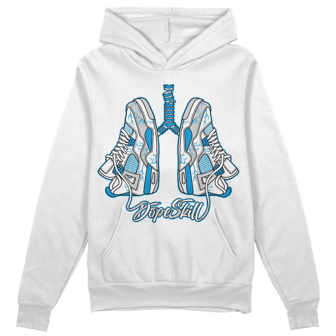 Jordan 4 Retro Military Blue DopeSkill Hoodie Sweatshirt Breathe Graphic Streetwear - White 