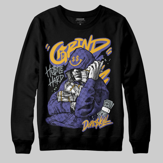 Jordan 4 Retro Lakers DopeSkill Sweatshirt Grind Pray Graphic Streetwear - black