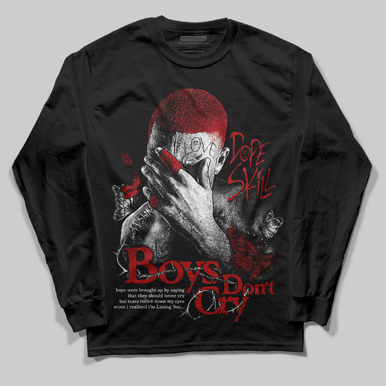 Jordan 12 Retro Flu Game (2025) DopeSkill Long Sleeve T-Shirt Boys Don't Cry Graphic Streetwear - Black