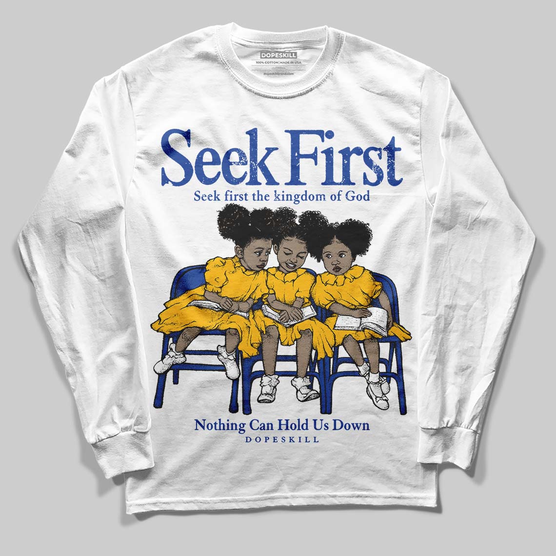 Royal Blue Sneakers DopeSkill Long Sleeve T-Shirt New Seek First Graphic Streetwear - White