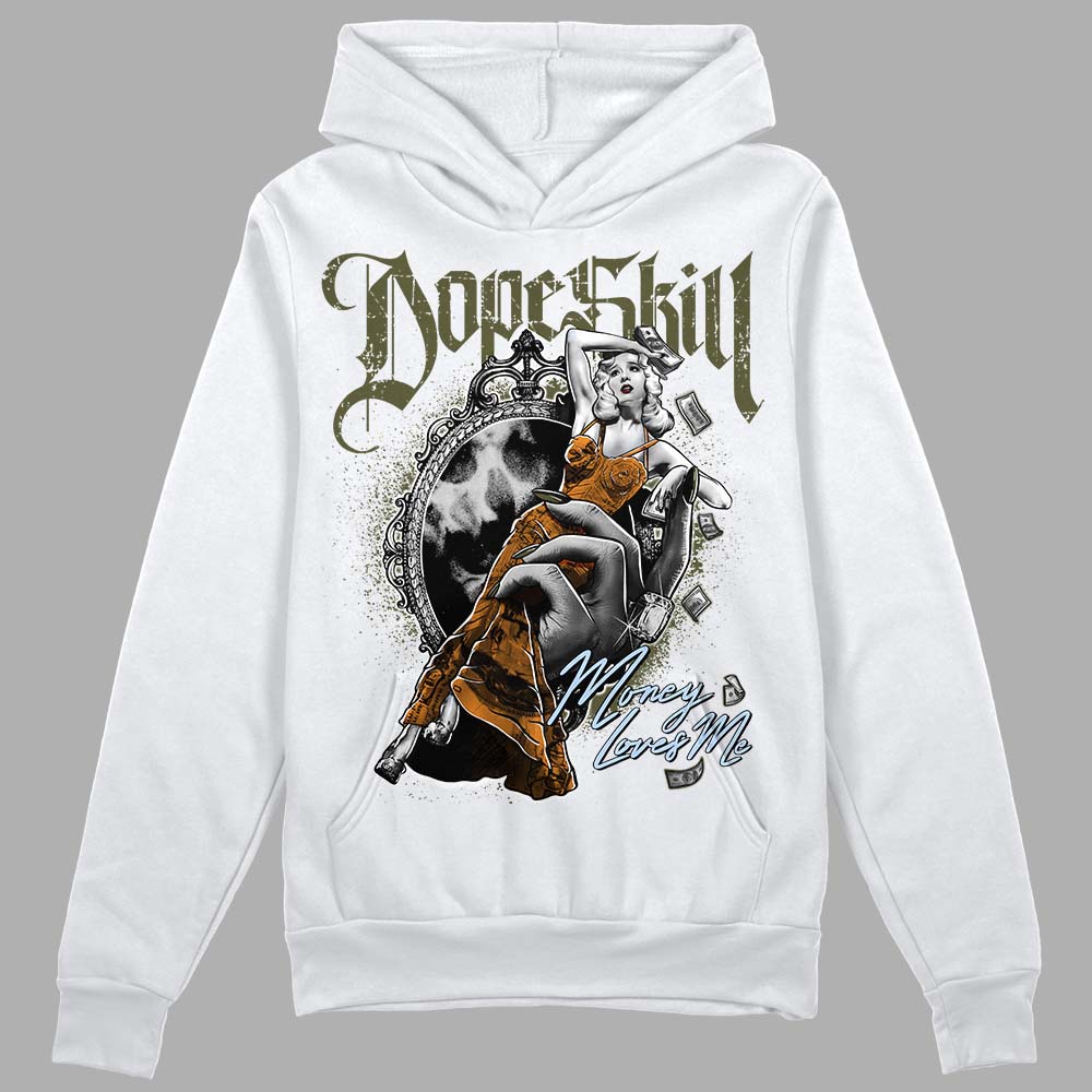 Jordan 5 "Olive" DopeSkill Hoodie Sweatshirt Money Loves Me Graphic Streetwear - White 