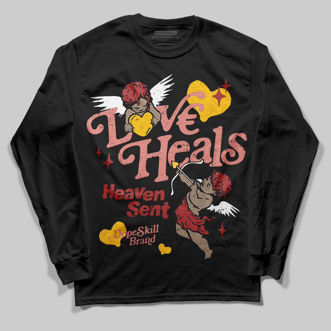 Jordan 13 “Dune Red” DopeSkill Long Sleeve T-Shirt New Love Heals Graphic Streetwear - black