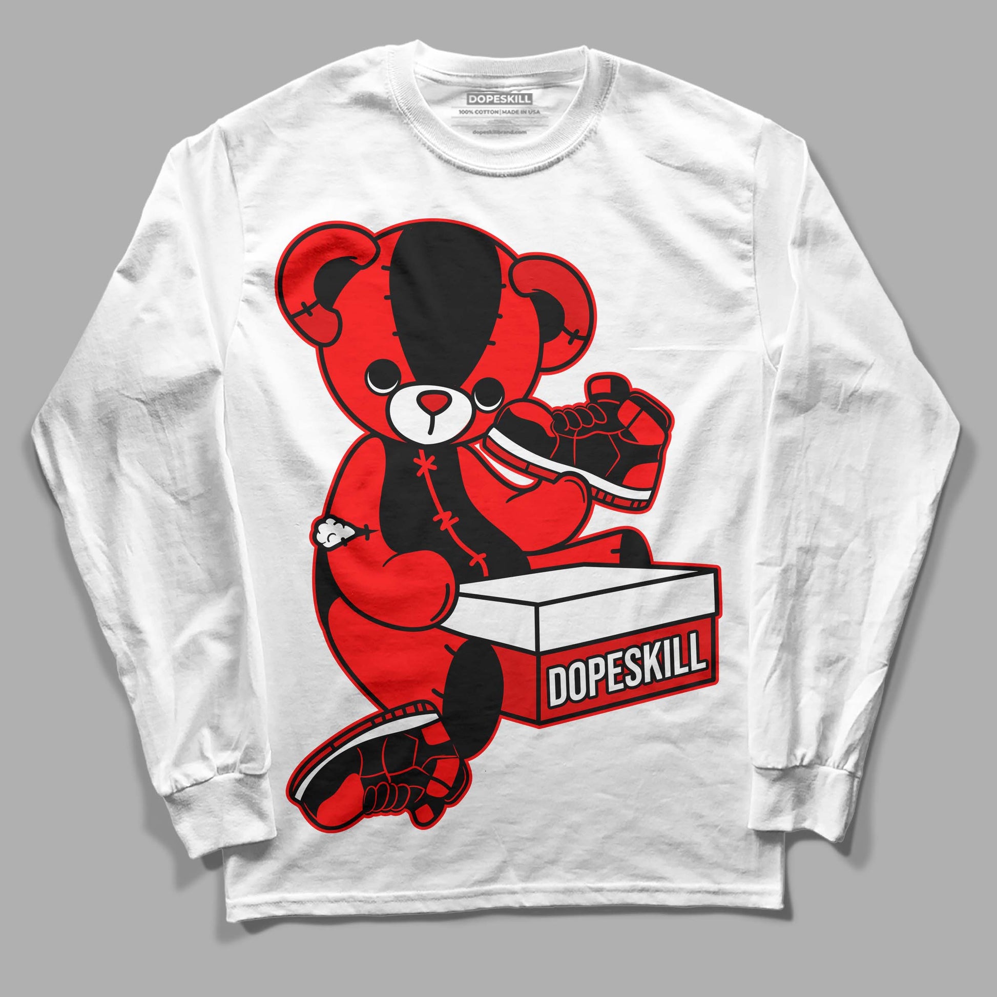 Jordan 1 Retro High OG "Satin Bred" DopeSkill Long Sleeve T-Shirt Sneakerhead BEAR Graphic Streetwear - White