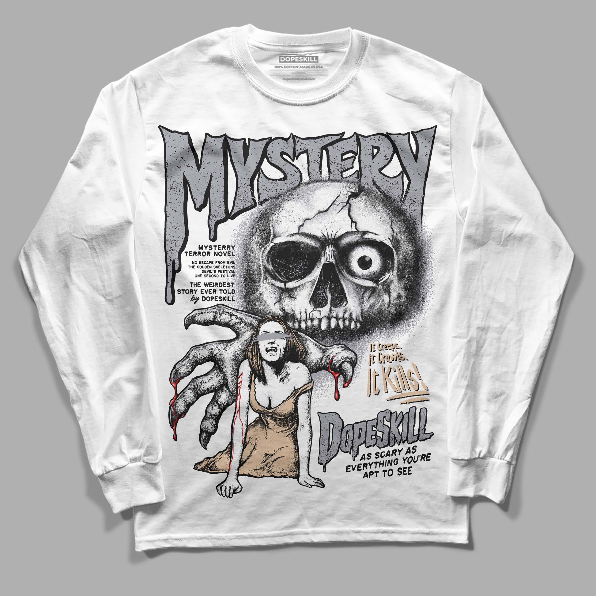 Jordan 4 Retro Frozen Moments DopeSkill Long Sleeve T-Shirt Mystery Ghostly Grasp Graphic Streetwear - White