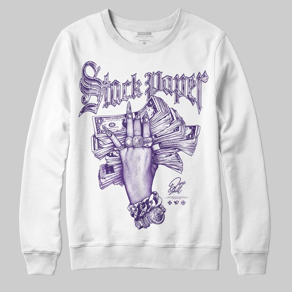 PURPLE Sneakers DopeSkill Sweatshirt Stack Paper Graphic Streetwear - White