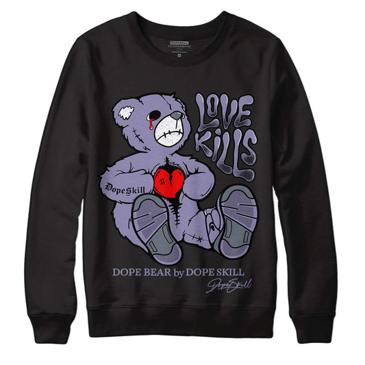 Jordan 5 Retro Low Indigo Haze DopeSkill Sweatshirt Love Kills Graphic Streetwear - Black