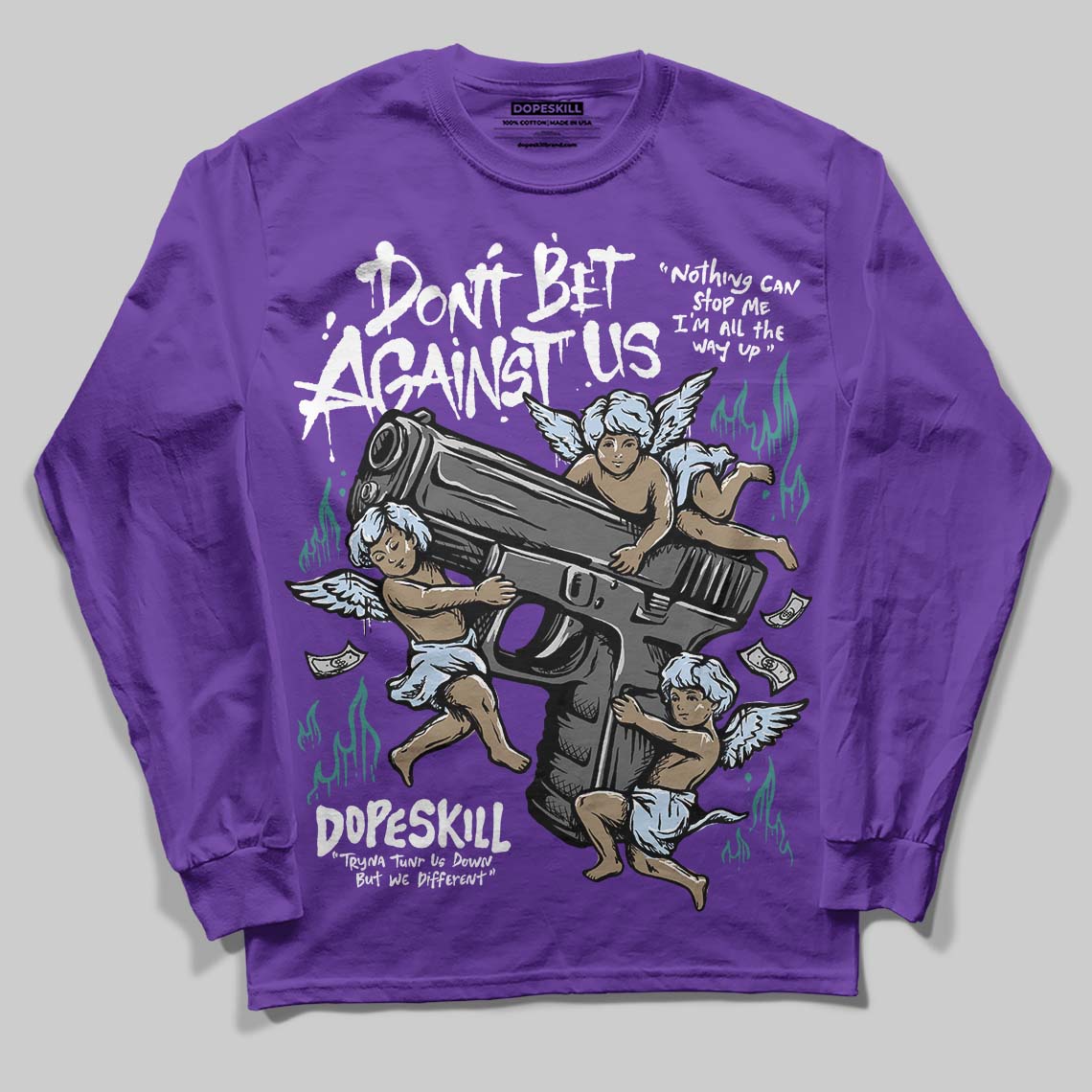 Jordan 5 OG “Grape” DopeSkill Long Sleeve T-Shirt Don't Bet Against Us Graphic Streetwear - Purple