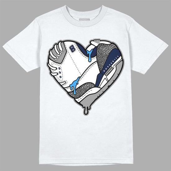 Jordan 3 "Midnight Navy" DopeSkill T-Shirt Heart Jordan 3 Graphic Streetwear  - White 