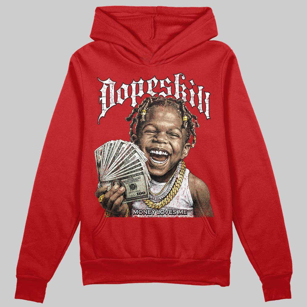 Red Sneakers DopeSkill Hoodie Money Loves Me Graphic Streetwear - Red