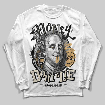 Jordan 5 Retro Reverse Metallic DopeSkill Long Sleeve T-Shirt Money Don't Lie Graphic Streetwear - White