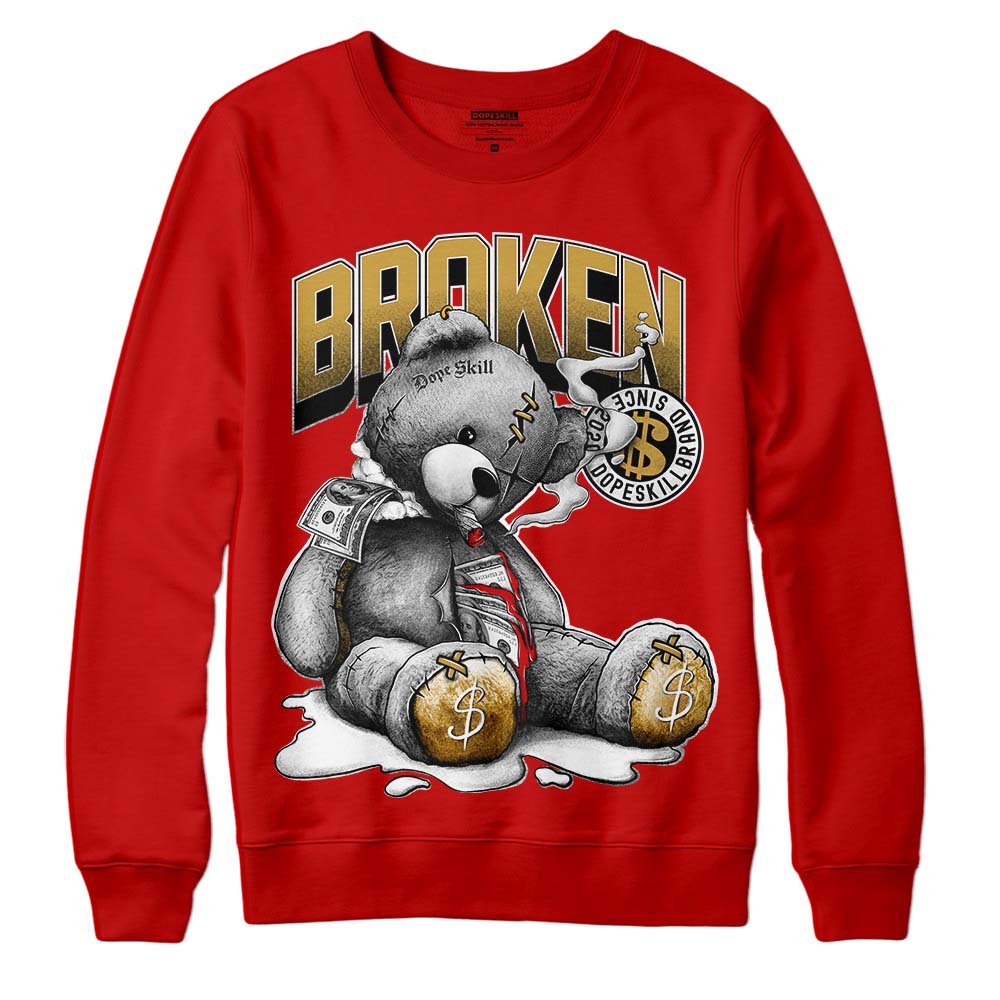 Red Sneakers DopeSkill Red Sweatshirt Sick Bear Graphic Streetwear 