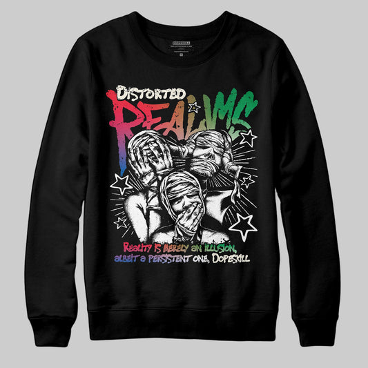 Jordan 11 Retro 285 Atlanta DopeSkill Sweatshirt Distorted Realms Graphic Streetwear - Black