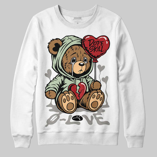 Jordan 4 WMNS “Seafoam” (2025) DopeSkill Sweatshirt Broken Bear Graphic Streetwear - White