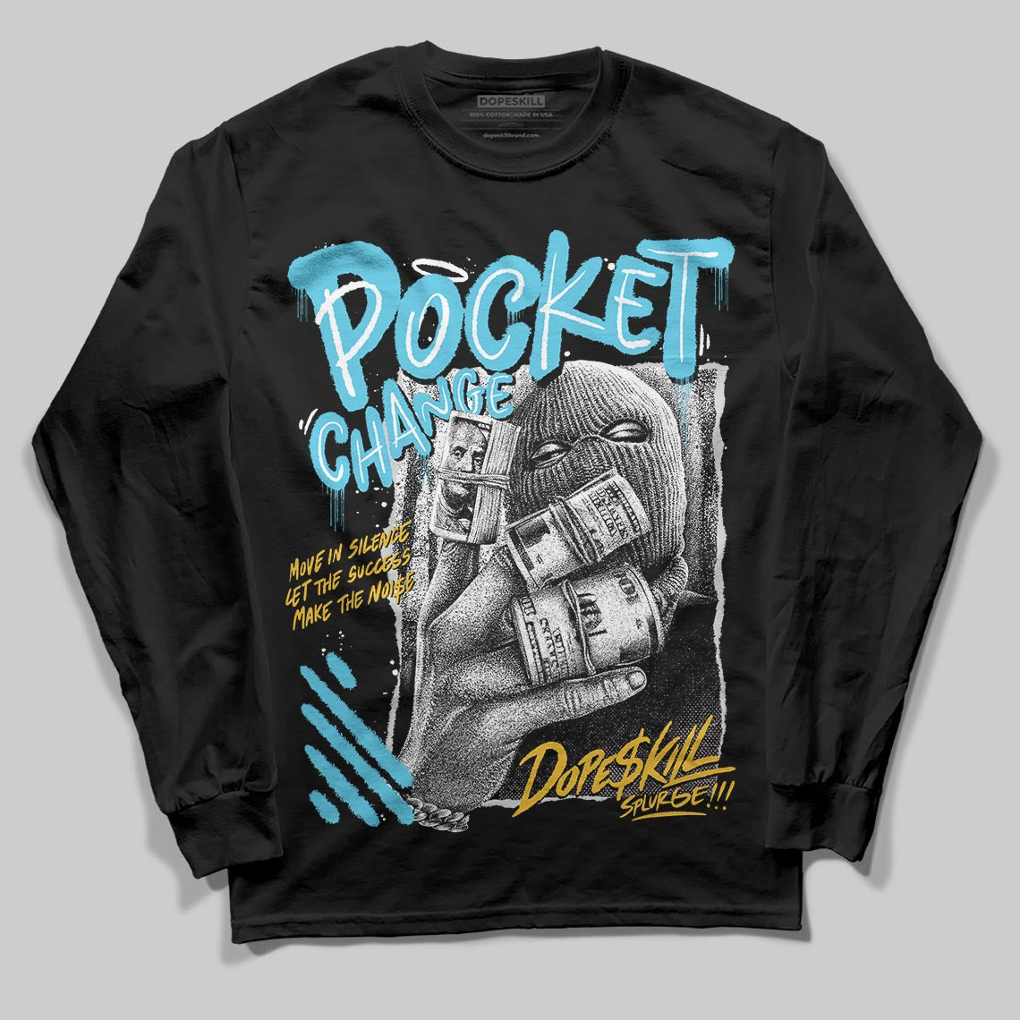 Jordan 11 Retro Gamma Blue (2025) DopeSkill Long Sleeve T-Shirt Pocket Change Graphic Streetwear - Black