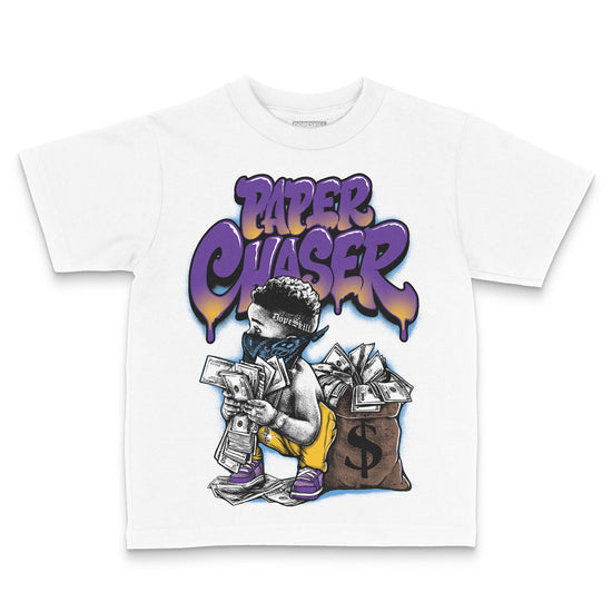 PURPLE Sneakers DopeSkill Toddler Kids T-shirt Paper Chaser Boy Graphic Streetwear - White